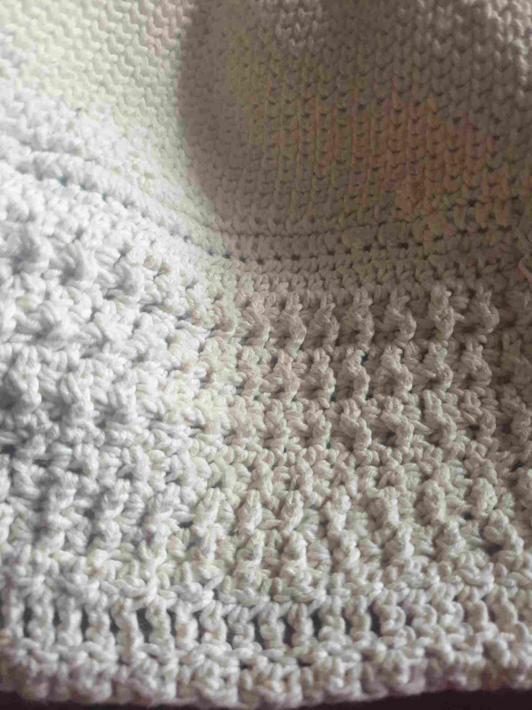 Crochet patterns on cotton.
For a hat