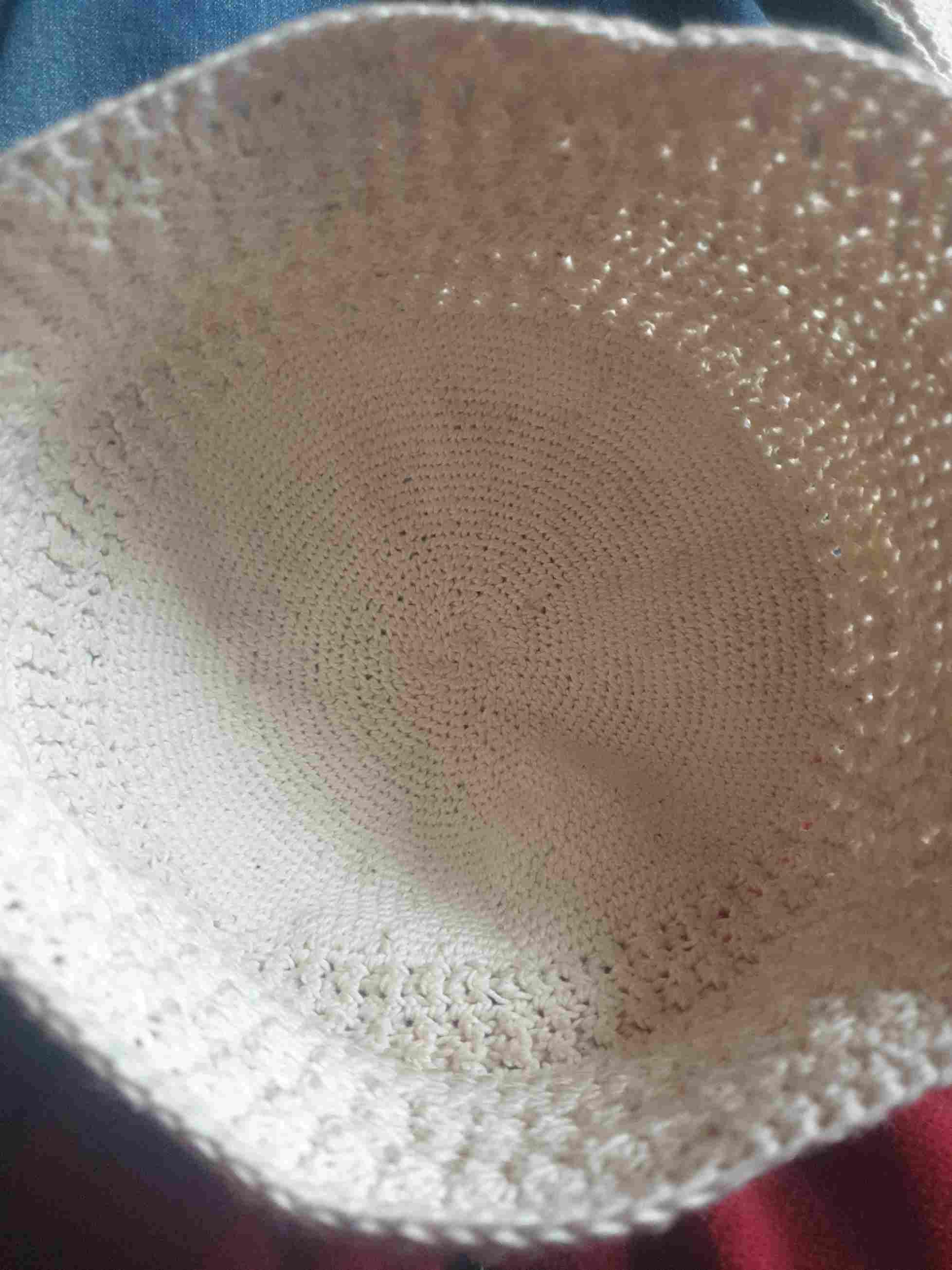 Crochet patterns on cotton.
For a hat