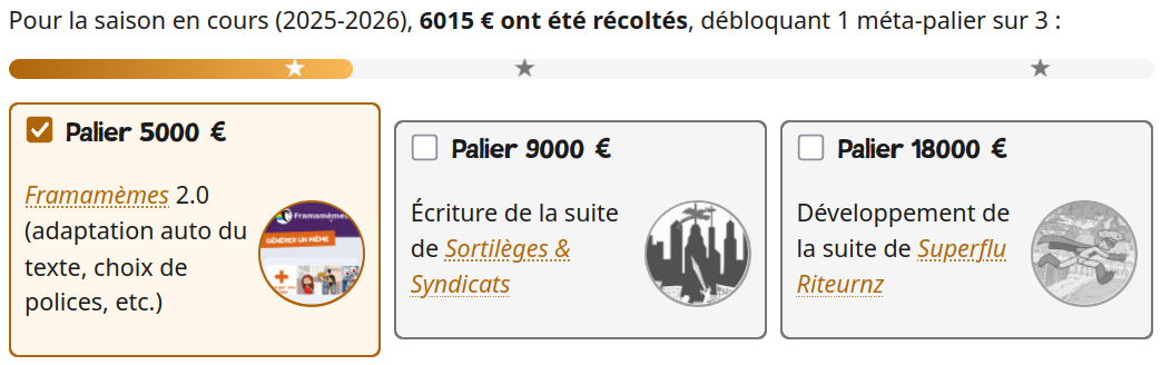 Capture d'écran des méta-paliers