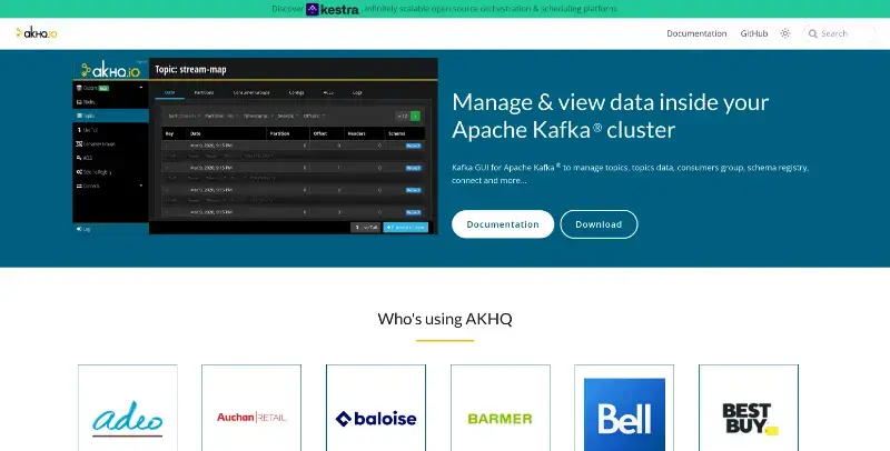 KafkaHQ is an open source GUI for Apache Kafka. Kafka GUI for topics, topics data, consumers group and more...